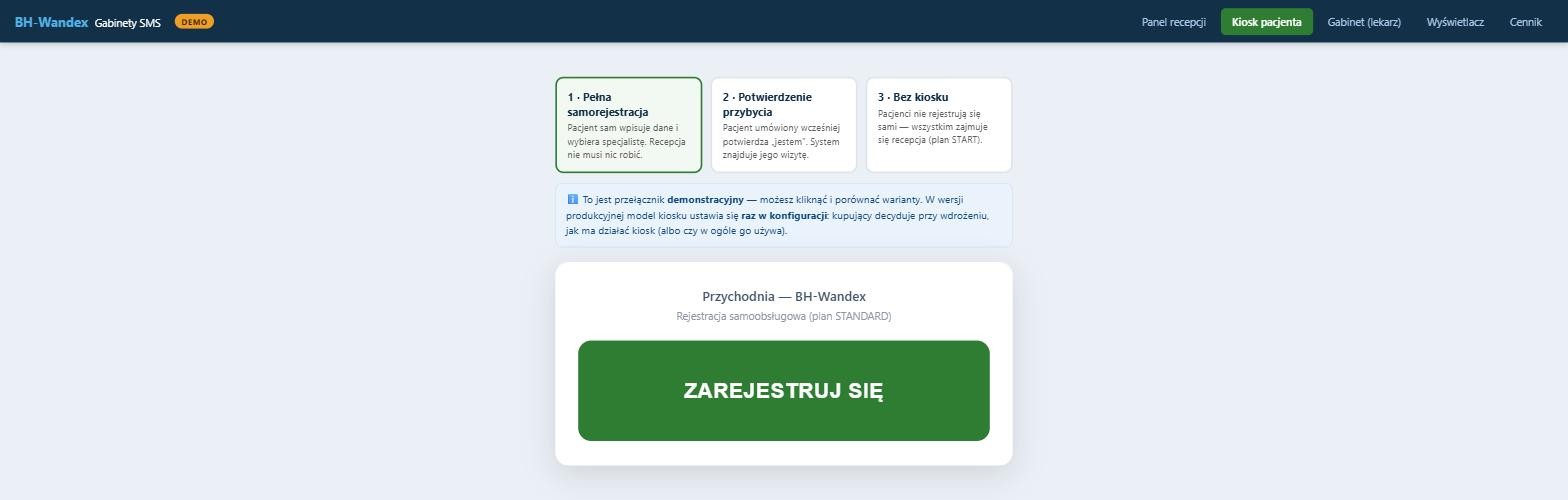 Kiosk samoobsługowy – system Gabinety SMS